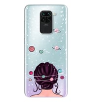 Space Girl Tasarım Süper Şeffaf Silikon Telefon Kılıfı Xiomai Redmi Note 9