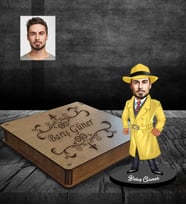 Kişiye Özel Müfettiş Karikatürlü Ahşap Biblo Kutulu Bay-2