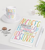 BK Gift Kişiye Özel Dünyanın En İyi Öğretmeni Beyaz Defter Kalem Türk Kahvesi Fincanı Seti-6 (Model 1)
