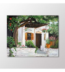 Arty Tablo Yeşillikler İçindeki Ev Tablo (Karışık)