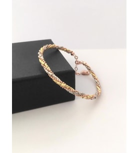 GÜMÜŞ ROSE ALTIN KAPLAMALI ZİNCİR SARMAL DORİKA DORİSSA BİLEZİK BİLEKLİK (Gold)