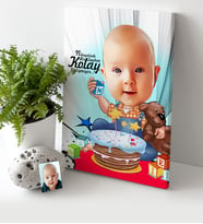 BK Gift Kişiye Özel Bebek Doğum Günü Karikatür Kanvas Tablo 30x50cm 1