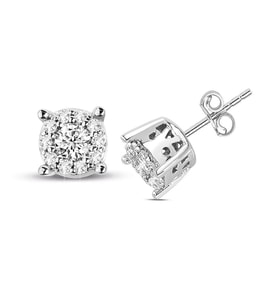 0.30 Ct. Modern Tasarım Coronet Tektaş Küpe (Beyaz)