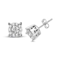 0.30 Ct. Modern Tasarım Coronet Tektaş Küpe (Beyaz)