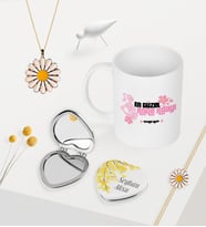 BK Gift Kişiye Özel En Güzel Anne Adayı Kupa Kalp Ayna Papatya Kolye Bileklik Seti - 3 (Model 1)