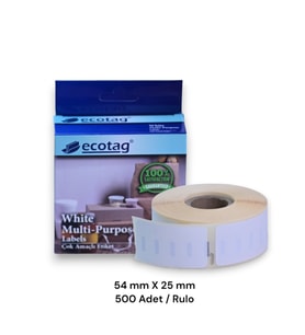 Dymo LW Etiket Muadili Ecotag 54 mm x 25 mm - 500 Adet (Beyaz)