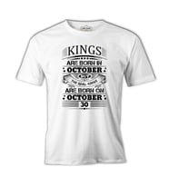 Real Kings Born on October - Date Beyaz Erkek Tshirt