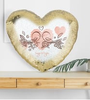 BK Gift Kişiye Özel Sevgililer Günü Altın Yaldız Sihirli Kalp Yastık  36