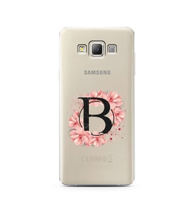 Pembe Çiçekli Harf Tasarım Süper Şeffaf Silikon Telefon Kılıfı Samsung A7 (2015)