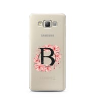 Pembe Çiçekli Harf Tasarım Süper Şeffaf Silikon Telefon Kılıfı Samsung A7 (2015)