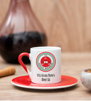 İnfaz Koruma Memuru Kırmızı Türk Kahvesi Fincanı