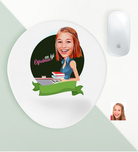 BK Gift Kişiye Özel Bayan Dünyanın En İyi Öğretmeni Karikatürlü Bilek Destekli Mouse Pad (Beyaz)