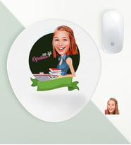 BK Gift Kişiye Özel Bayan Dünyanın En İyi Öğretmeni Karikatürlü Bilek Destekli Mouse Pad (Beyaz)