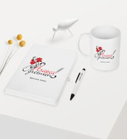 BK Gift Kişiye Özel Arapça Öğretmeni Temalı Beyaz Defter Kalem Kupa Seti - 1