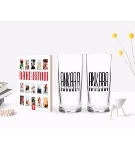 BK Gift Kişiye Özel Renkli Baskılı Ankara Tasarımlı Turistik İkili Rakı Bardağı ve Rakı Cep Kitabı Hediye Seti-1 (Model 1)