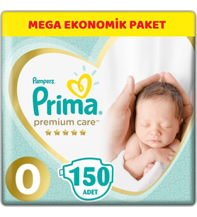 Prima Premium Care Bebek Bezi Beden:0 (1.5-2.5Kg) Prematüre 150 Adet Mega Ekonomik Pk
