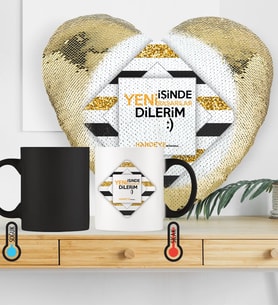 BK Gift Kişiye Özel Yeni İş Tebrik Sihirli Set 7 Altın Yaldız