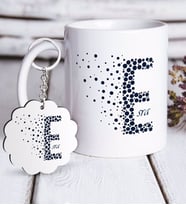 BK Gift Kişiye Özel Harfli Beyaz Kupa ve Anahtarlık Hediye Seti-5 (Model 1)