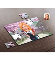 BK Gift Kişiye Özel Kadın Kuaför Karikatürlü Ahşap Puzzle-3