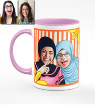 BK Gift Kişiye Özel Türbanlı Karikatürlü Pembe Kupa Bardak 37p717