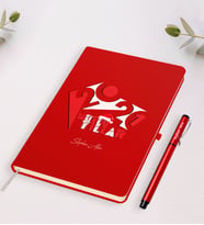 BK Gift Kişiye Özel Yılbaşı 2024 Mutlu Yıllar Temalı Kırmızı Defter Kalem Seti - 1