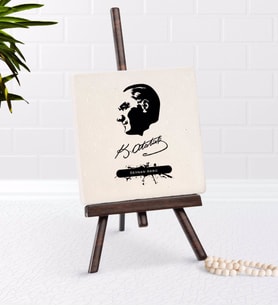 BK Gift Kişiye Özel Atatürk Temalı Şovaleli Doğal Taş-4 (Beyaz)
