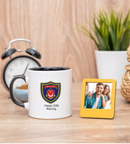 Deniz Kuvvetleri Siyah Kupa Bardak ve Sarı Mini Fotoğraf Çerçevesi
