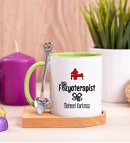 Fizyoterapist Ahşap Altlıklı Yeşil Kupa Bardak