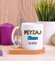 Peyzaj Mimarı Ahşap Altlıklı Beyaz Kupa Bardak