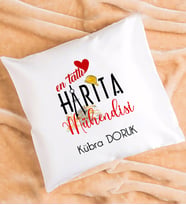 Mesajlı Harita Mühendisi Tasarımlı Kişiye Özel Harita Mühendisi Yastık