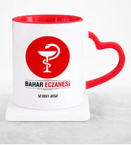 BK Gift Kişiye Özel Mesleki Eczane Kırmızı Kalpli Kupa Bardak  4