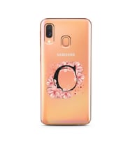 Pembe Çiçekli Harf Tasarım Süper Şeffaf Silikon Telefon Kılıfı Samsung A40 C-Har
