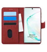 Microsonic Samsung Galaxy Note 10 Kılıf Fabric Book Wallet Kırmızı