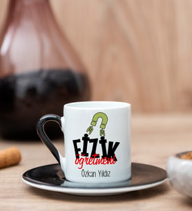 Fizik Öğretmeni Siyah Türk Kahvesi Fincanı