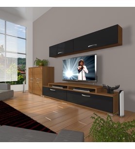 Decoraktiv Ekoflex 6y Slm Tv Ünitesi Tv Sehpası (Siyah - Ceviz)