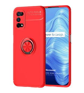 Microsonic Realme 7 Pro Kılıf Kickstand Ring Holder Kırmızı