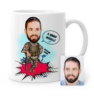 BK Gift Kişiye Özel Bedelli Asker Karikatür Beyaz Kupa Bardak