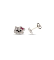 Kadın Kedi Hello Kitty Tasarım Çocuk 925 Ayar Gümüş Küpe