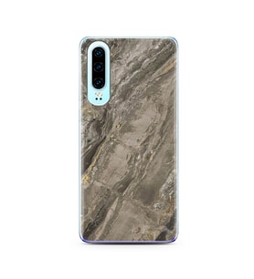 Gri Mermer Tasarımlı Süper Şeffaf Silikon Telefon Kılıfı Huawei P30  