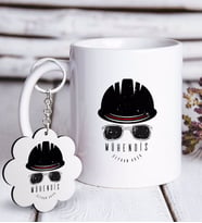 BK Gift Kişiye Özel Mesleki Mühendis Beyaz Kupa ve Anahtarlık Hediye Seti-4 (Model 1)