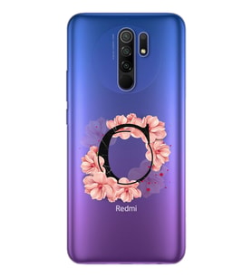 Pembe Çiçekli Harf Tasarım Süper Şeffaf Silikon Telefon Kılıfı Xiomai Redmi 9 C-