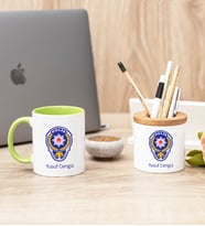 Polis Amblemli Yeşil Kupa Bardak Ve Kalemlik Hediye Seti