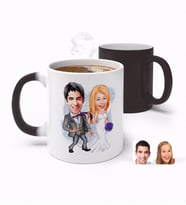 BK Gift Kişiye Özel Sevgililer Günü Temalı Evleniyoruz Karikatürlü Sihirli Kupa Bardak-6 (Beyaz)