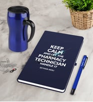 BK Gift Kişiye Özel Eczacı Teknisyeni Lacivert Defter Kalem Termos Mug Seti (Model 1)