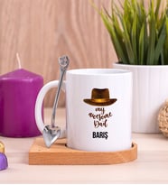 Awesome Dad Babaya Hediye Ahşap Altlıklı Beyaz Kupa Bardak