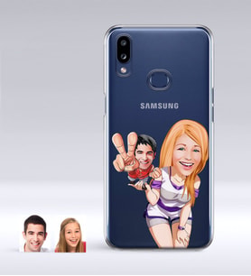 BK Gift Kişiye Özel Sevgililer Karikatürlü Samsung Galaxy A10s İnce Şeffaf Silikon Telefon Kapağı-30 (Beyaz)