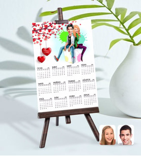 BK Gift Kişiye Özel 15x21 cm Fotoğraf Kartlı Sevgililer Karikatürlü Şövaleli 2024 Takvim -35 (Beyaz)
