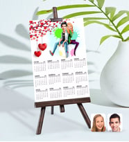 BK Gift Kişiye Özel 15x21 cm Fotoğraf Kartlı Sevgililer Karikatürlü Şövaleli 2024 Takvim -35 (Beyaz)