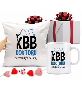 Kulak Burun Boğaz Doktoru Kupa Bardağı ve Yastığı Hediye Seti (Model 1)