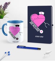BK Gift Kişiye Özel Hemşire Temalı Lacivert Defter Kalem Kupa Seti - 6 (Model 1)